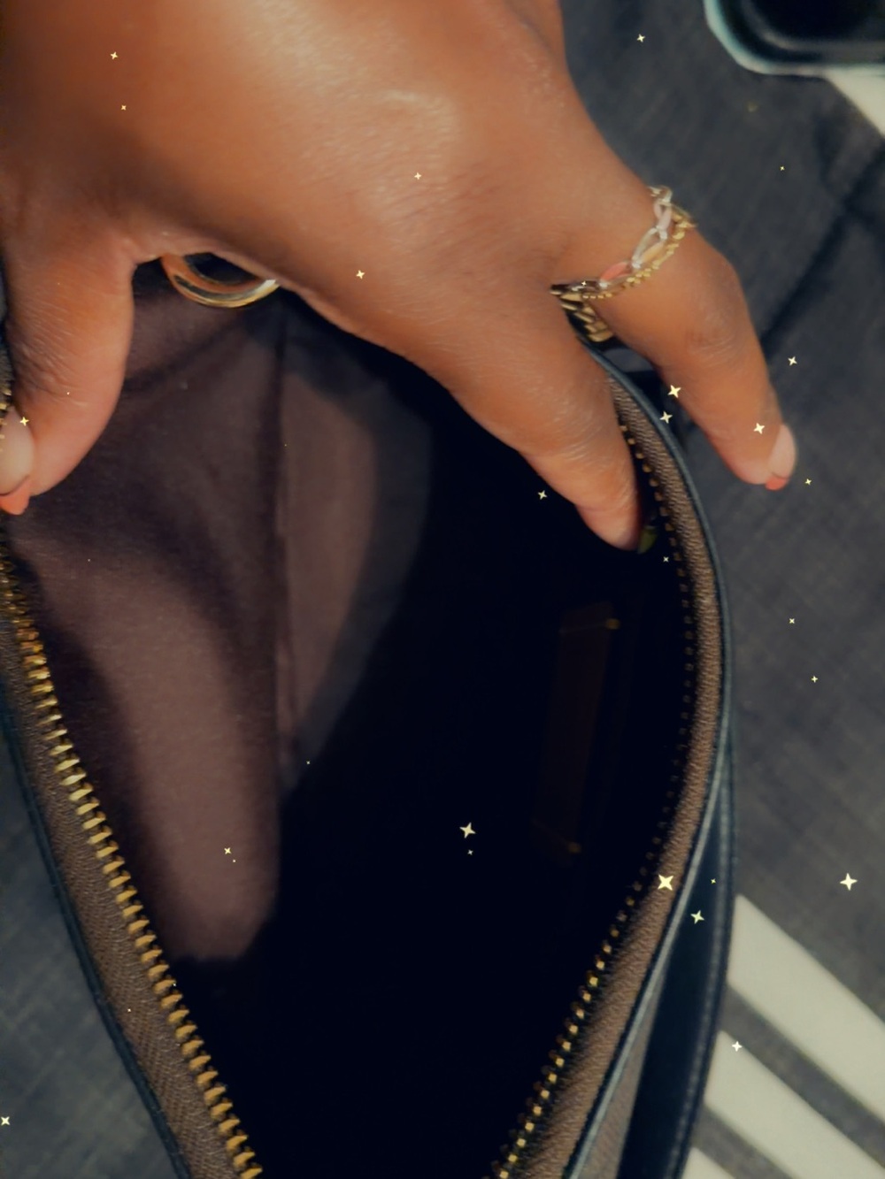Coach Black Leather Wristlet Clutch with Gold Zip